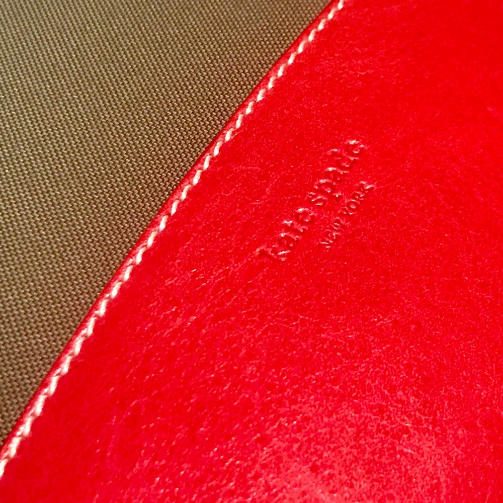 KATE SPADE RED & ARMY GREEN PURSE - Picture 2 of 8